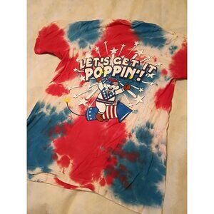 Buc-ees  T-Shirt Size Small Let's Get It Poppin Tie Dye Fireworks